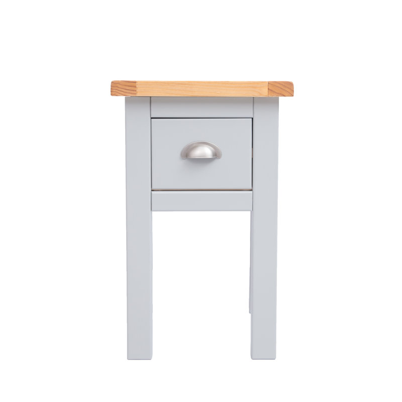 Hindsville 35 cm W Bedside Table, Grey/Oak/Silver