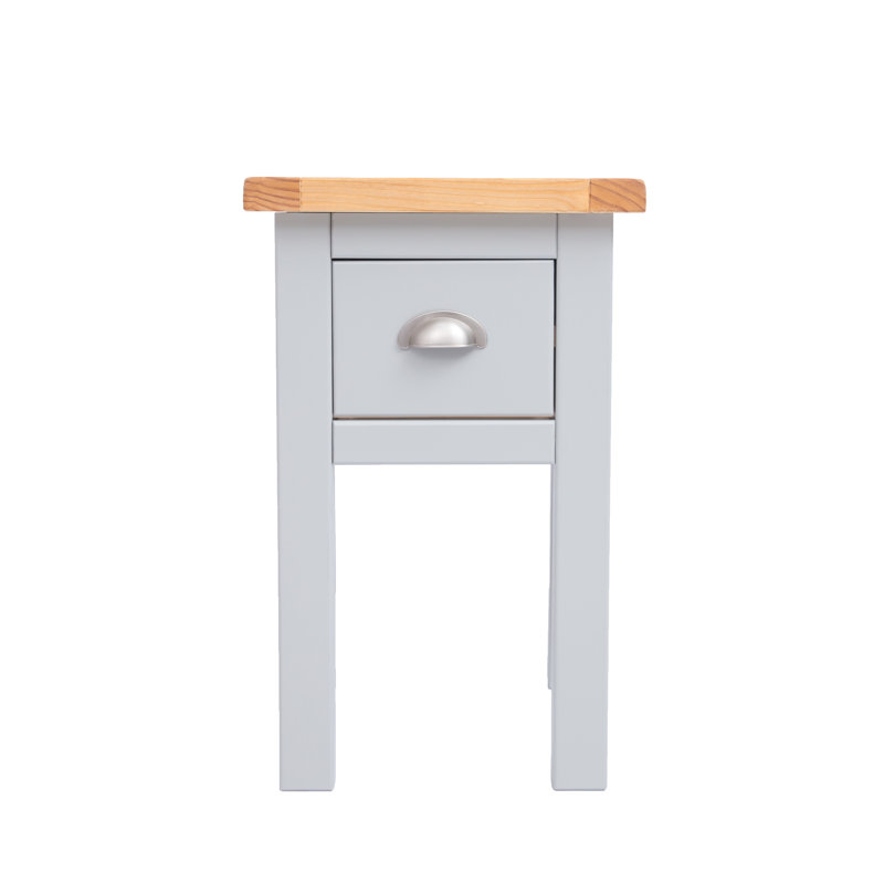 Hindsville 35cm W Plywood / Laminate Board Bedside Table, Grey/Oak/Silver