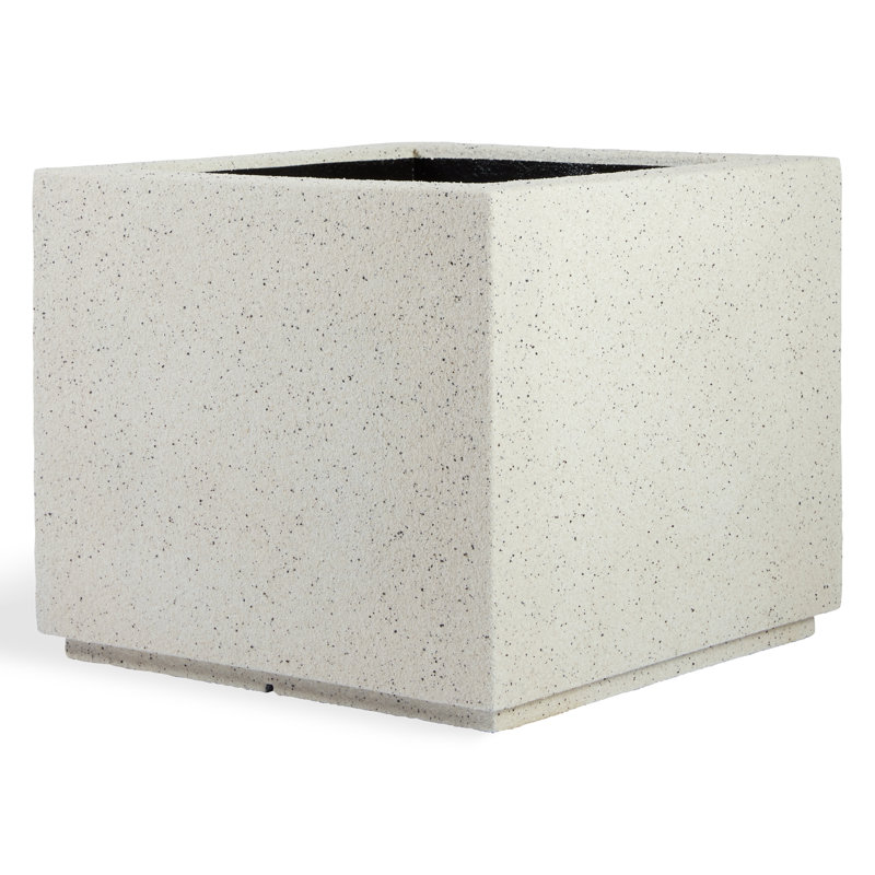 Grande boîte à fleurs carrée 23 po x 23 po x 19 po Gita, Granit blanc