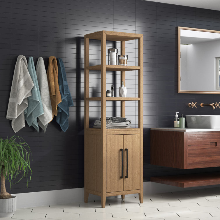 Alsup Solid Wood Freestanding Linen Cabinet