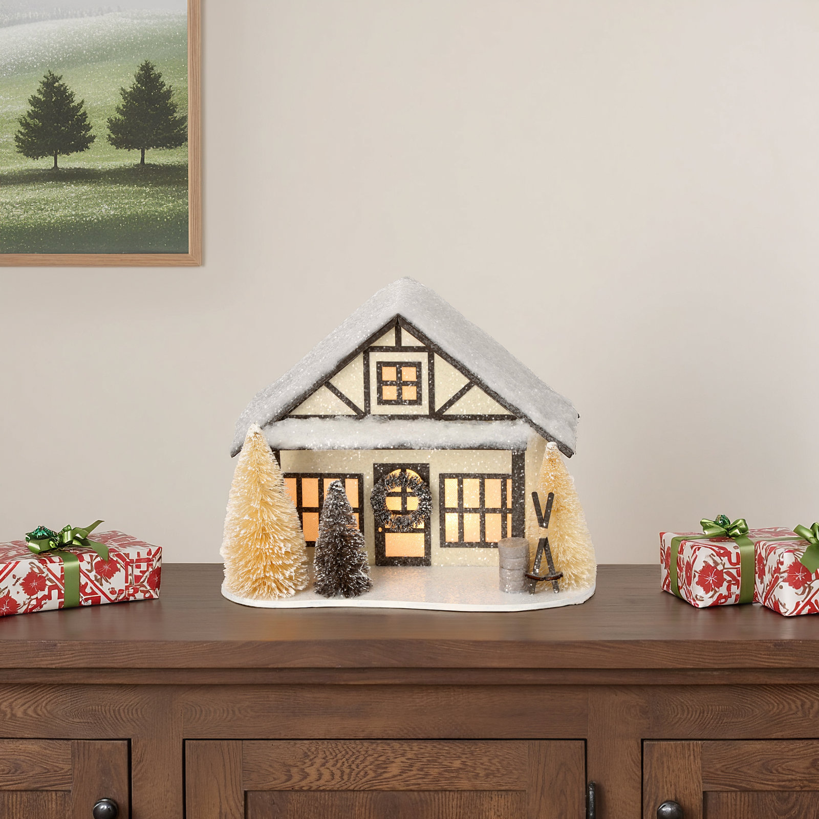 10" LED Cardboard Ski Chalet