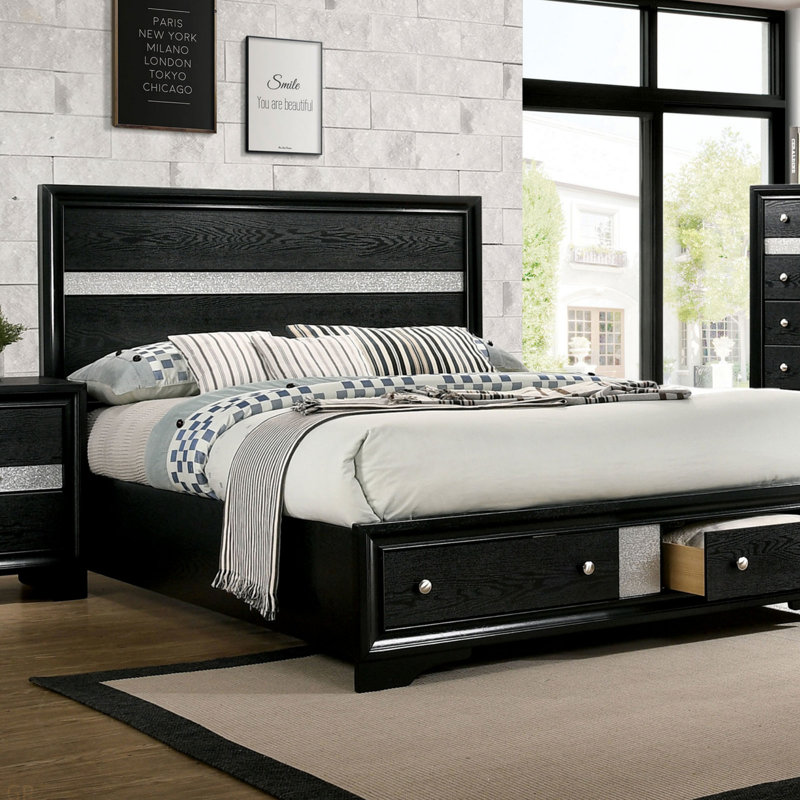 1pièce lit grand contemporain noir 1pc