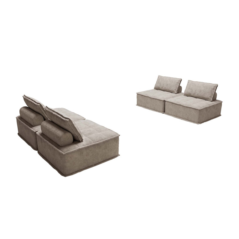Chenille Sofa, 34.25" H x 125.19" W x 83.86" D, 4, Beige