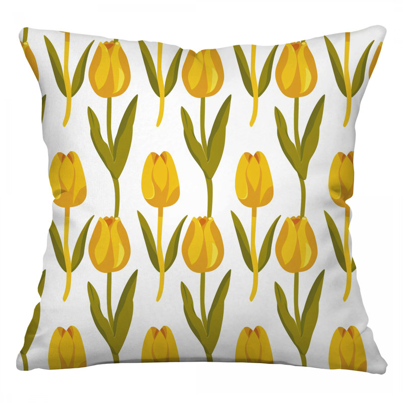 Coussin Tulipes, Coussin en coton Botanical, Carré 14 po