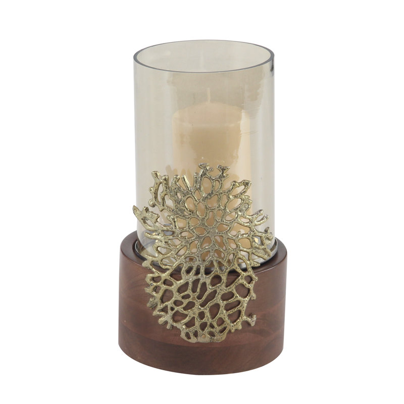 12.0'' H Wood Tabletop Hurricane, 12" H x 6" W x 6" D