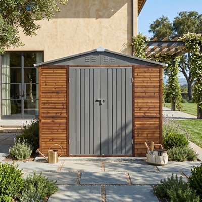 8 ft. W x 8 ft. D Metal & Wood Outdoor Storage Sheds,Featuring a lockale door & Ventilation Openings