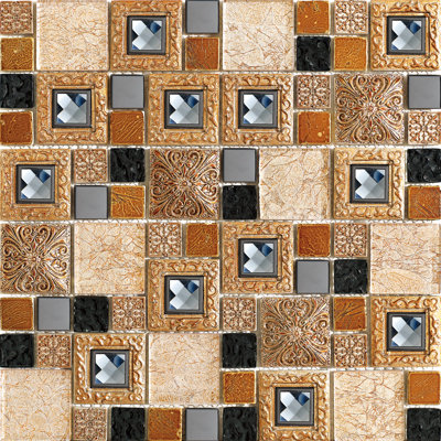 2" x 2" Glass Random Mosaic Wall & Floor Tile