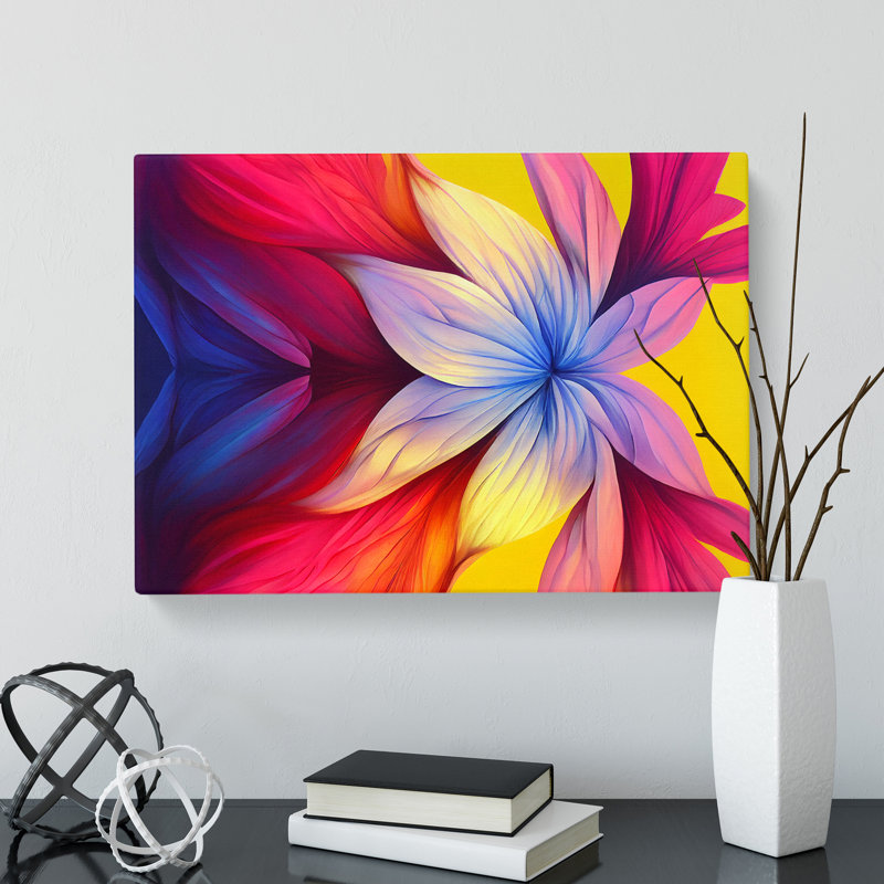 Adventurous Modern Flower - Wrapped Canvas Painting, 35cm H x 50cm W x 3cm D