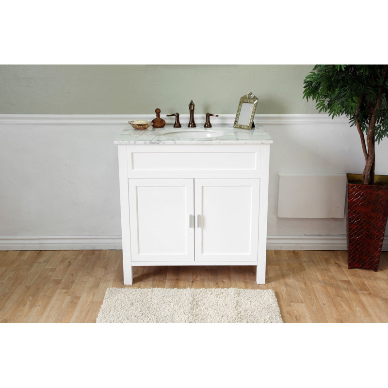 Lomas 36'' Single Bathroom Vanity with Stone Top, White