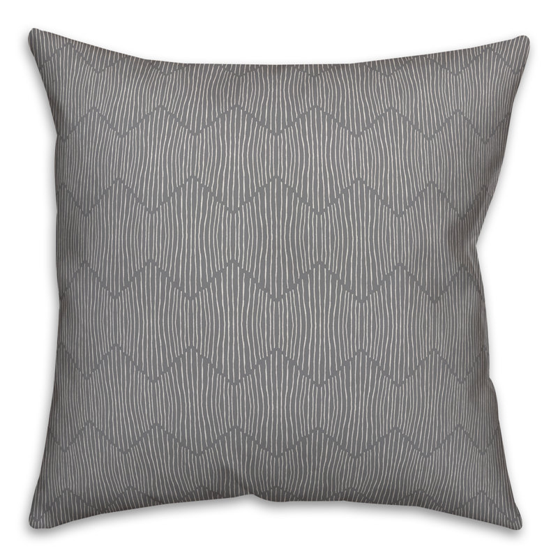 Geometric Throw Pillow, 16" x 16", Gray