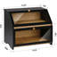 Boîte à pain double couche pour comptoir de cuisine, bac de rangement de pain en bois de grande capacité (noir)