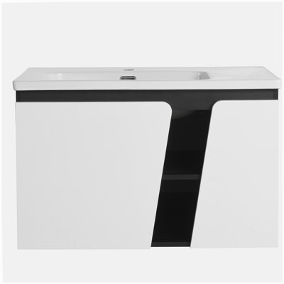 Meuble-lavabo mural flottant simple 32 po avec portes à fermeture en douceur