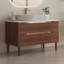 Meuble-lavabo de 36 pouces avec lavabo intégré en céramique et tiroirs à fermeture en douceur, autoportant ou mural pour une conception polyvalente
