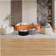 Table basse moderne en cuir clair avec plateau en marbre-153441487