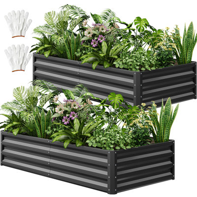 Metal Outdoor Raised Garden Bed(Set of 2)