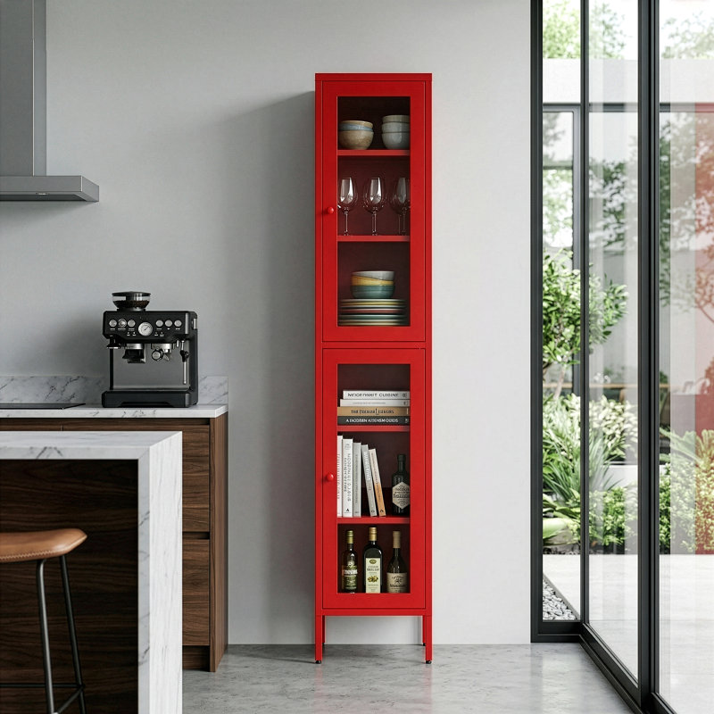 Lakissia 13.75'' Wide 4 - Shelf Storage Cabinet, Red