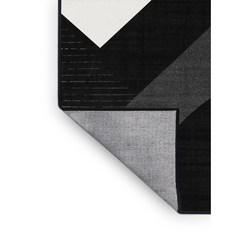 Tapis géométrique noir et moderne lavable à la machine Bensonhurst - Reliure noire, 4x6