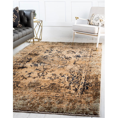 Tapis brun à motif oriental Garth