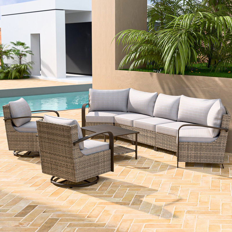 Ensemble de conversation pour 7 personnes, Beige