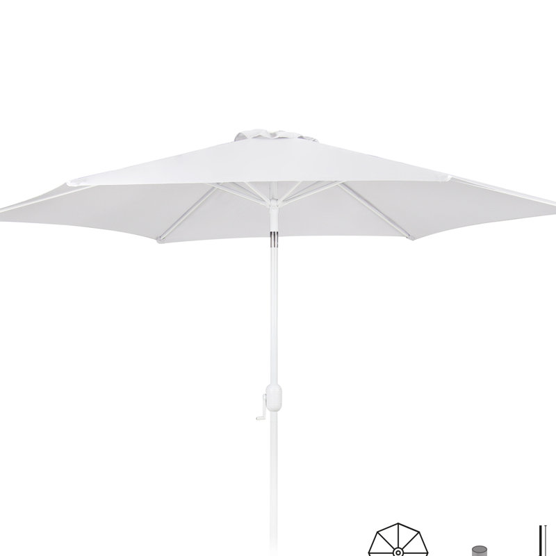 Huckleberry 350cm Market Parasol, White, White