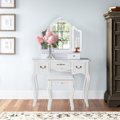 Ensemble de coiffeuse avec tabouret et miroir