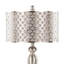 Lampe de table contemporaine en métal brossé 27 po en nickel brossé avec lin texturé gris et abat-jour nickel brossé de Grandview Gallery - ensemble de 2