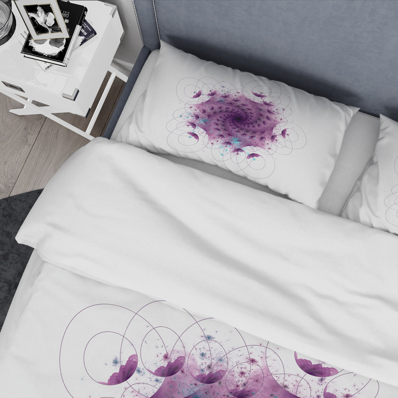 Spirale abstraite fuchsia - ensemble de housse de couette moderne - microfibre de polyester