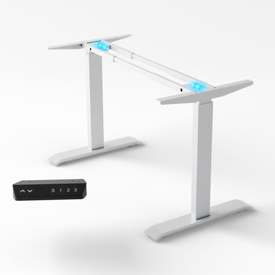  Structure de bureau électrique à deux moteurs, capacité de 265 lb, structure blanche seulement, pieds réglables en hauteur avec 3 contrôleurs de mémoire à DEL, s'adapte aux plateaux de 47,2 po à 78,7 po, base de bureau ergonomique