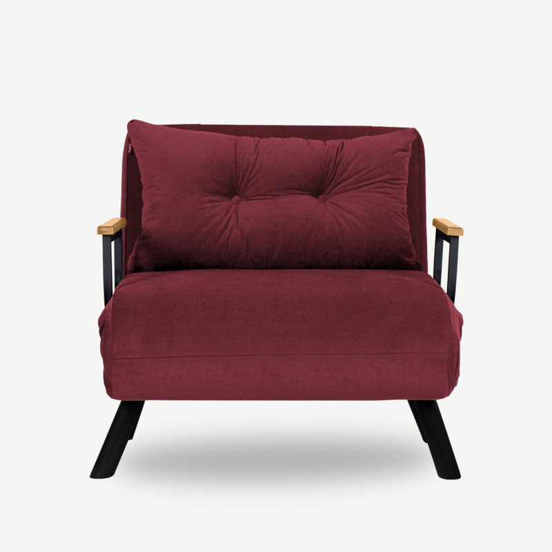 Fauteuil convertible Aakira, Polyester marron
