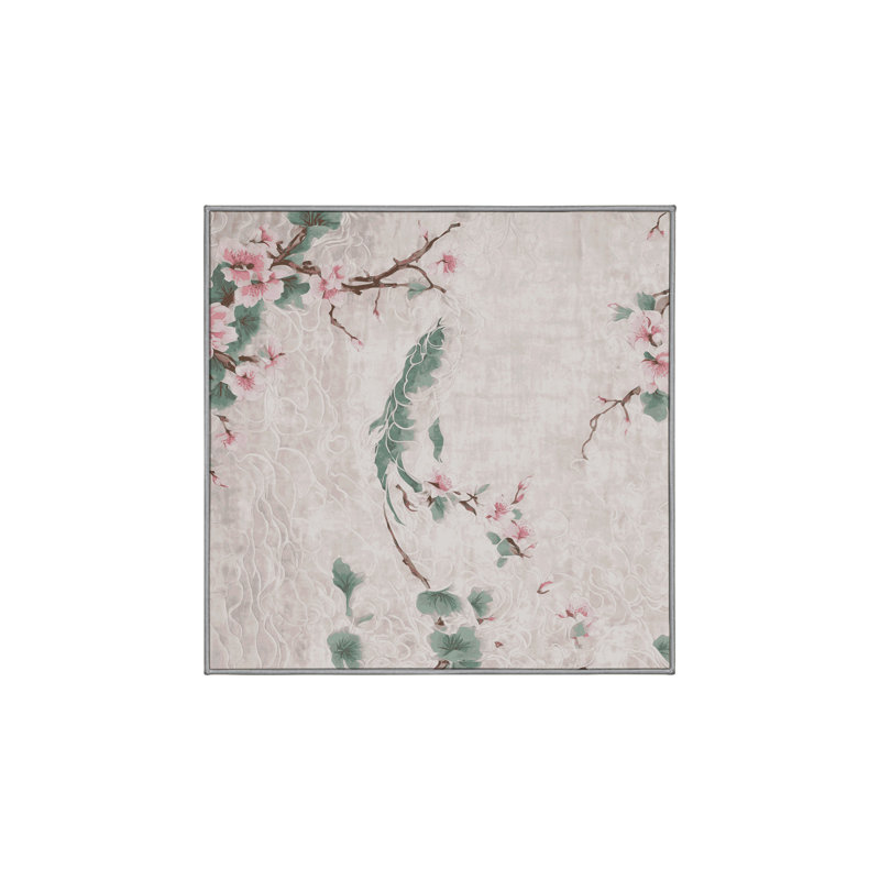 Machine Washable Gray Area Rug, Square 7'