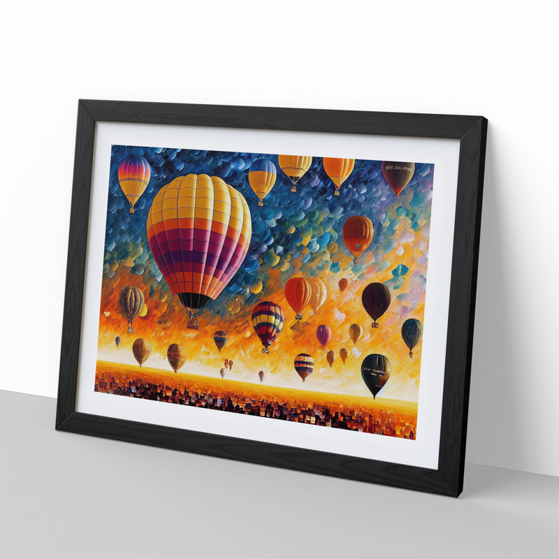 XH1022-6633X Hot Air Balloons Vol.3 Abstract - Single Picture Frame Painting, 25cm H x 34cm W x 2cm D, Black