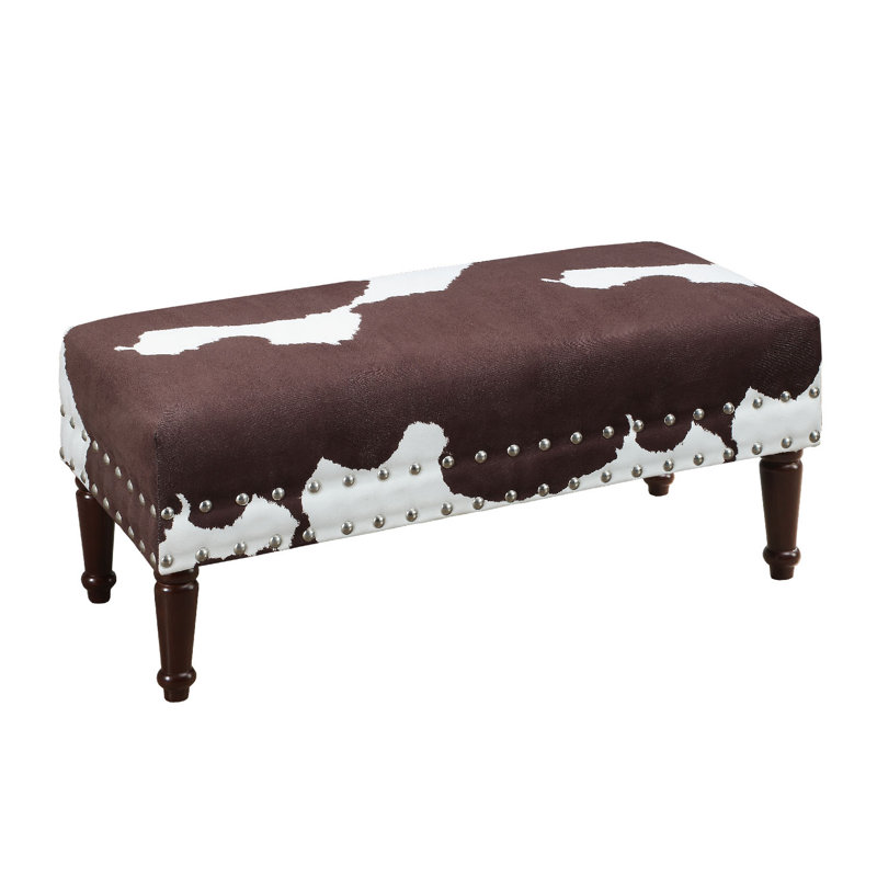 Daisy Upholstered Bench, Brown Cowhide Polyester Blend