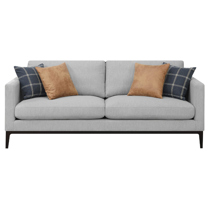 Ensemble canapé et causeuse 2 pièces, accoudoirs modernes, tissu gris clair