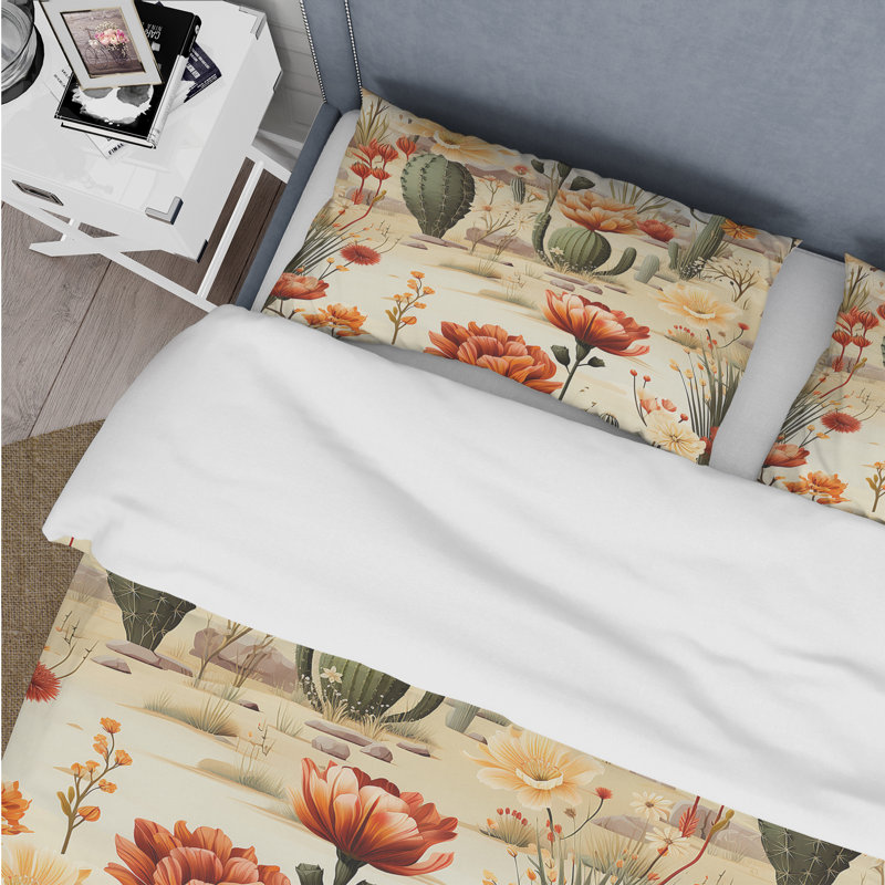 Ensemble de housse de couette Cactus Desert Dreams Boho, Housse de couette simple + 1 taie décorative stan