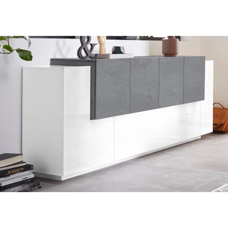 Nostrand 200 Cm Wide Sideboard, White/Report Grey