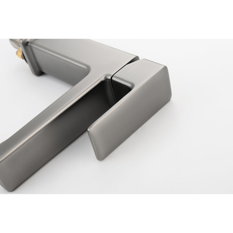 Modern Style Gray Bathroom Sink Faucet, 1.5/Gpm Flow, Zinc, Deck Mounted Handle Design, Gray