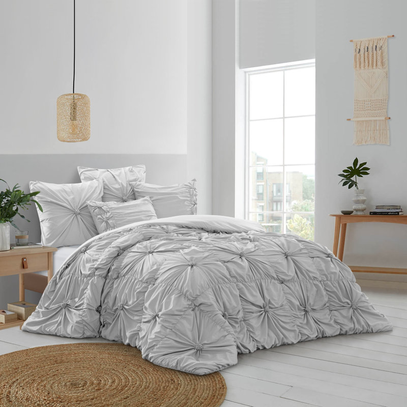 Ensemble d'édredon en duvet gris 180 fils