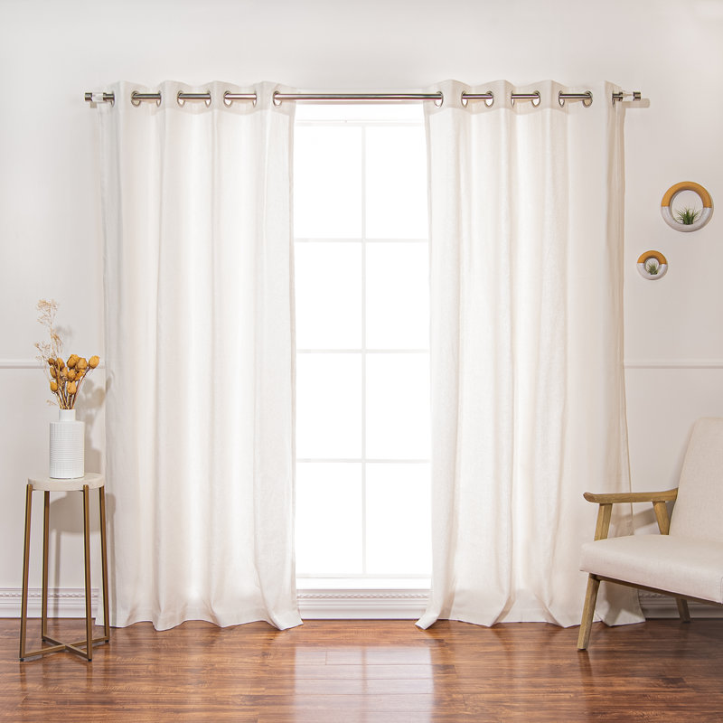 Panneaux de rideaux semi-transparents 100% coton, L 52 po x L 63 po, Gris