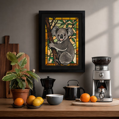 Stained Glass Koala Modern - Framed Print