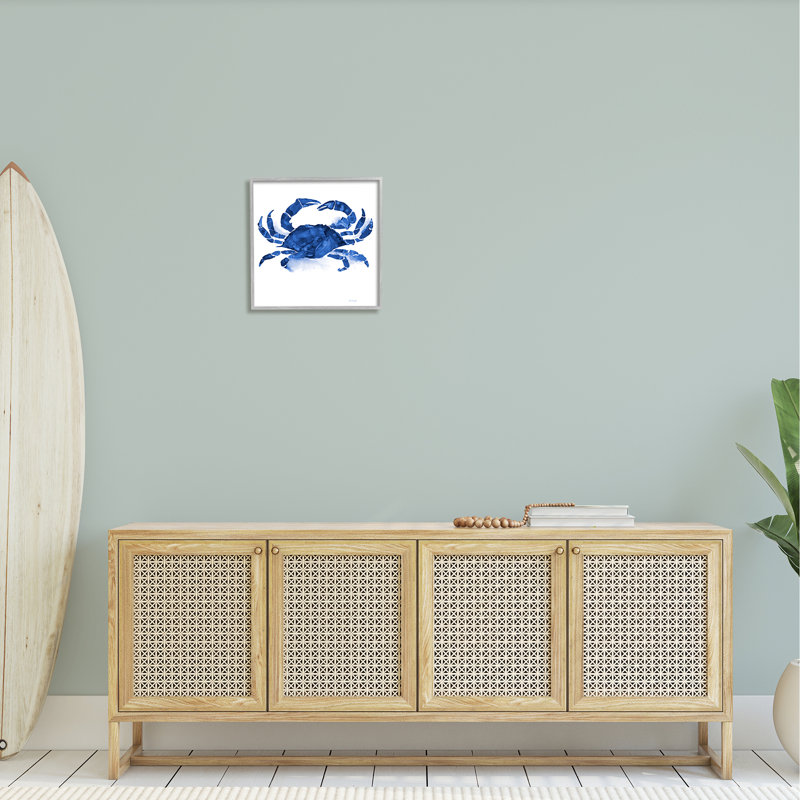 Crabe détaillé bleu faunique, H 17 po x l 17 po x P 1,5 po, Estampe numérique Farmhouse
