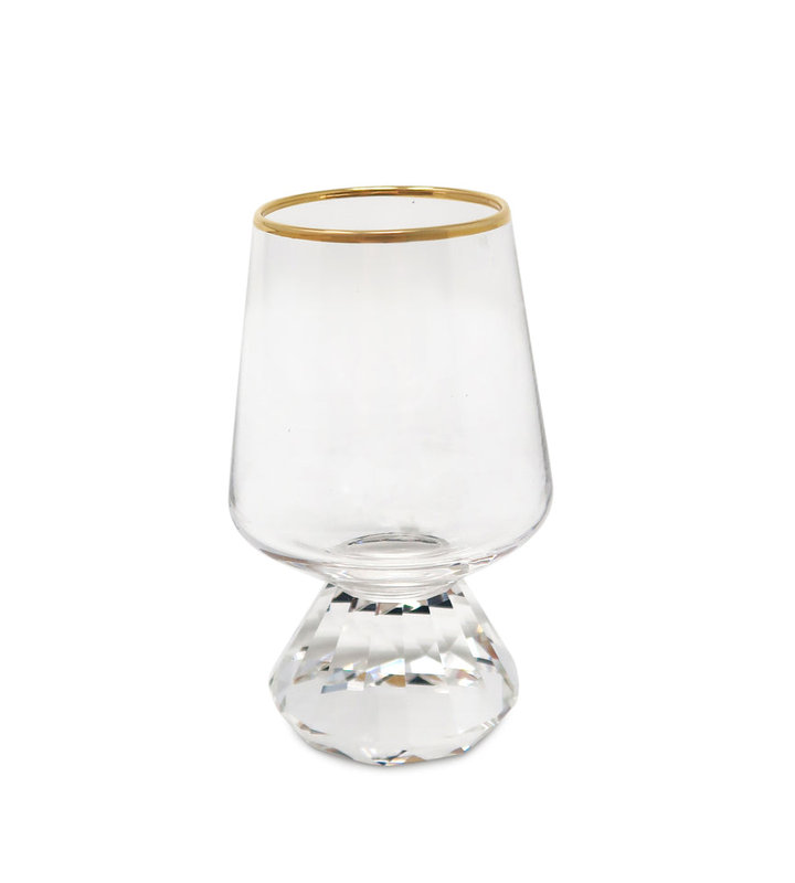 6 Pc Shot Glasses with Diamond Base, Gold Rim