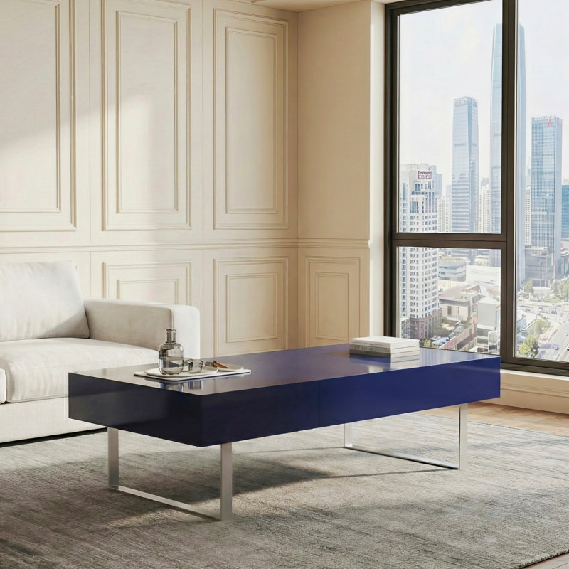 Table basse moderne avec tiroirs de rangement, Bleu