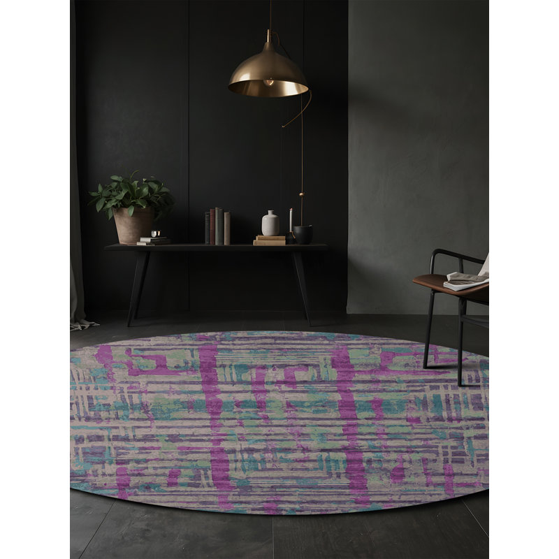 Tapis mauve lavable à la machine, Rond 6 pi