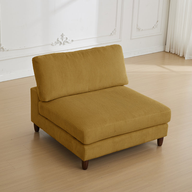 Fauteuil double rembourré sans accoudoirs, Jaune