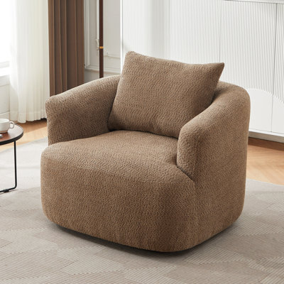 Fauteuil demi-tonneau pivotant rembourré avec coussin décoratif