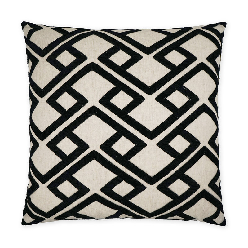Coussin décoratif Accolade, Onyx / blanc, Carré 36 po