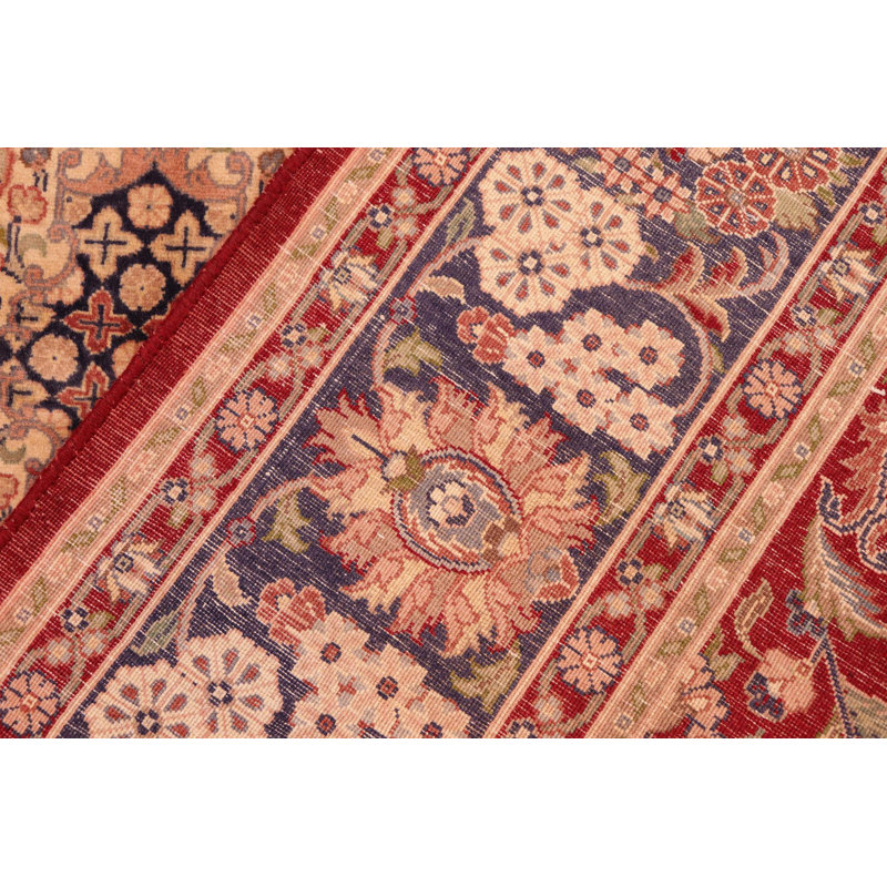 Tapis de zone en laine rouge/beige 6 pi x 9 pi 3 po one-of-kind à la main noué la Parkhill