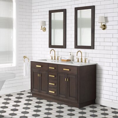 Chestnut 60"" Double Bathroom Vanity Set with Mirror -  Water Creation, CH60D-0614BK