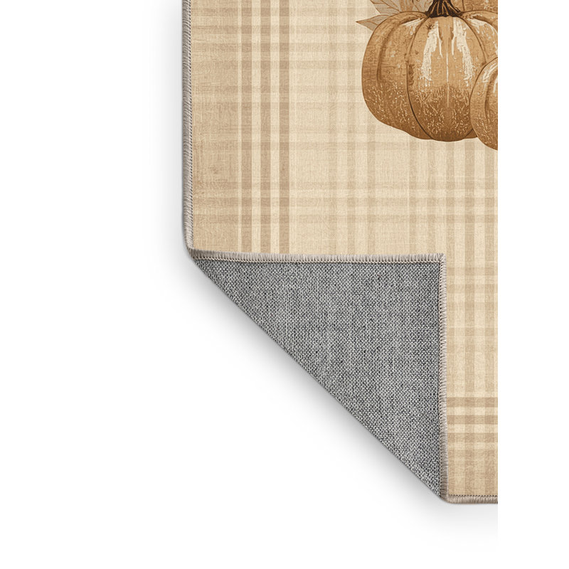 Machine Washable Balbo Halloween Modern & Contemporary Abstract Rug in Beige – Beige Binding, 5x7