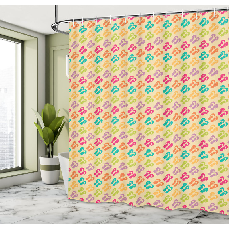 East Urban Home Flip Flop Shower Curtain Repeating Pattern Multicolor, 70"H x 69"W